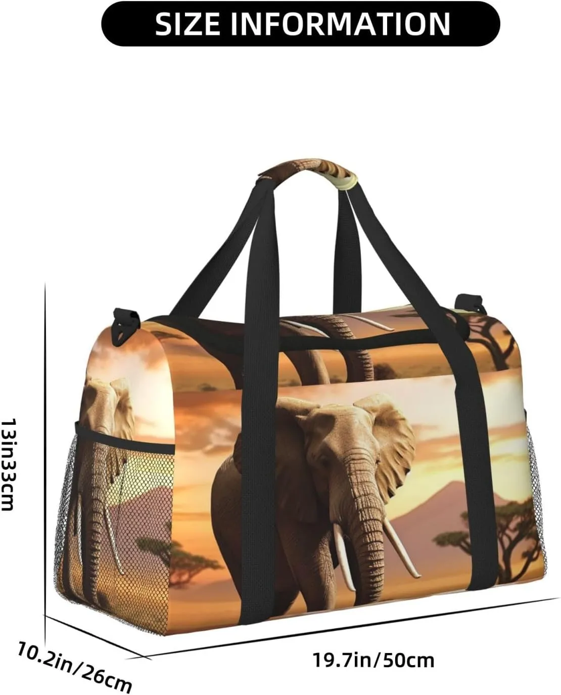 Gym Bag Walking Elephant1 Duffel Bag for Men Women Travel Overnight Bag with Shoe Compartment Workout Bags