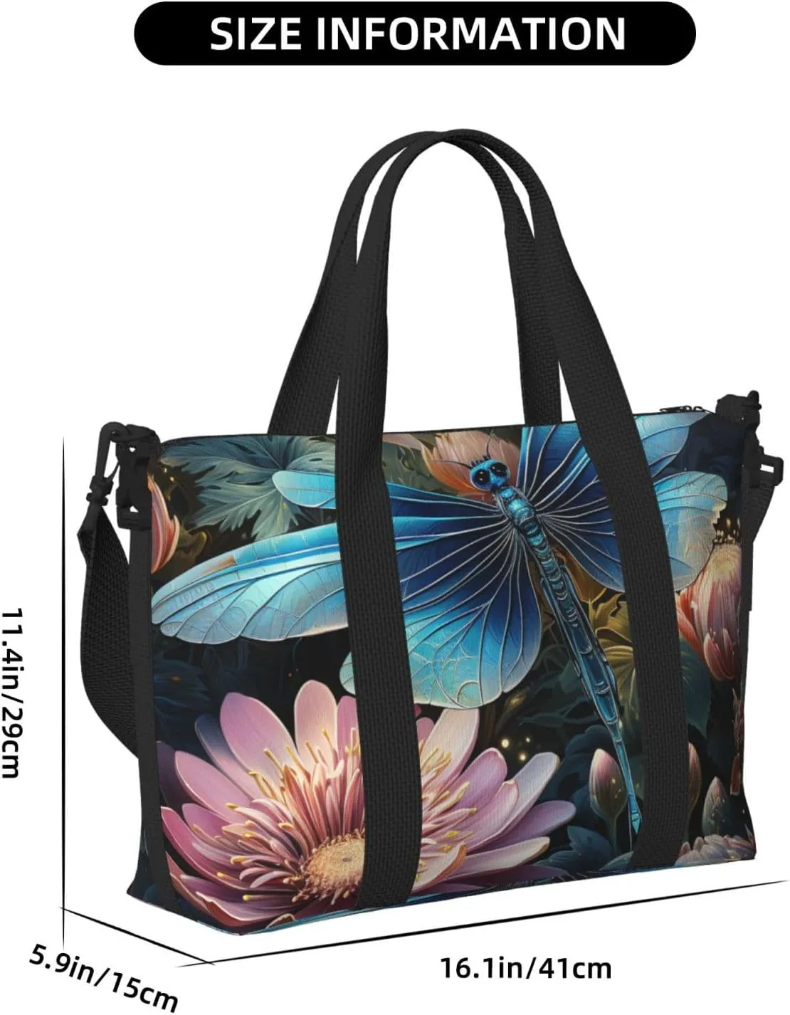 Gym Bag Water lily and dragonfly Duffel Bag for Men Women Travel Overnight Bag with Shoe Compartment Workout Bags