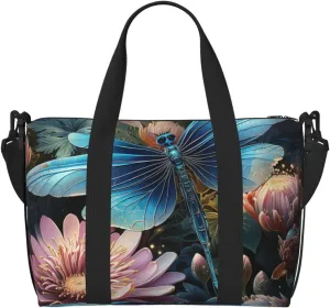 Gym Bag Water lily and dragonfly Duffel Bag for Men Women Travel Overnight Bag with Shoe Compartment Workout Bags