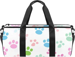 Gym Bags for Men,Travel Duffel Bags for Women,Colorful Dog Footprints Cartoon,Workout Bag