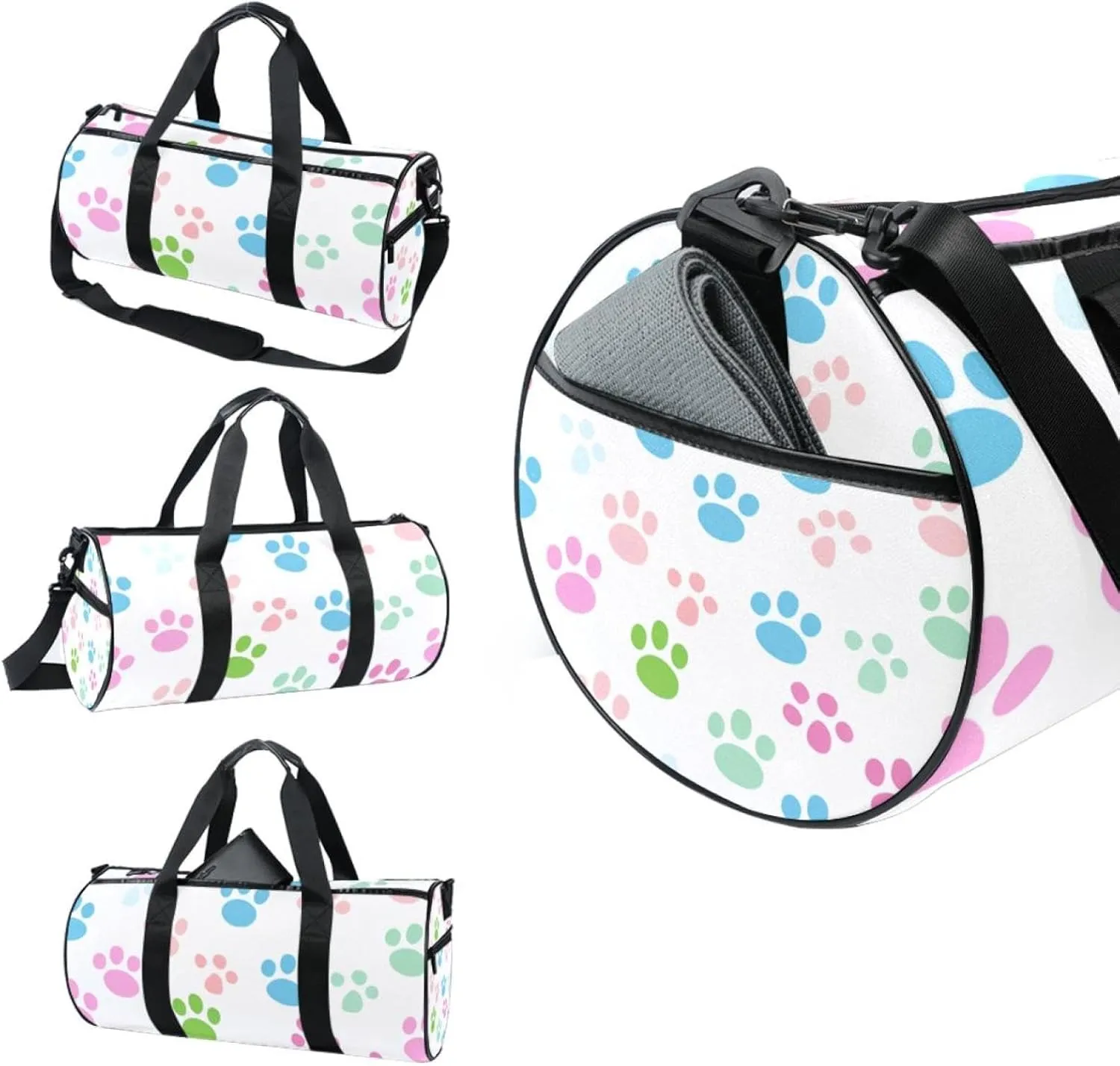 Gym Bags for Men,Travel Duffel Bags for Women,Colorful Dog Footprints Cartoon,Workout Bag
