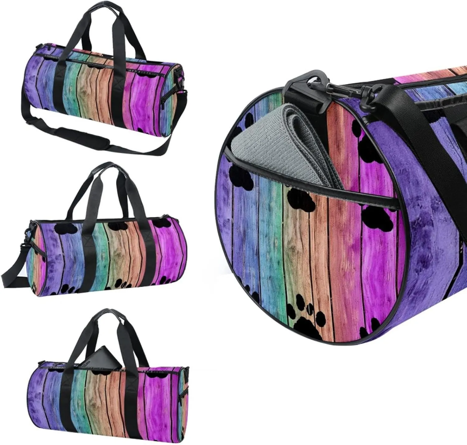 Gym Bags for Men,Travel Duffel Bags for Women,Colorful Dog Footprint,Workout Bag