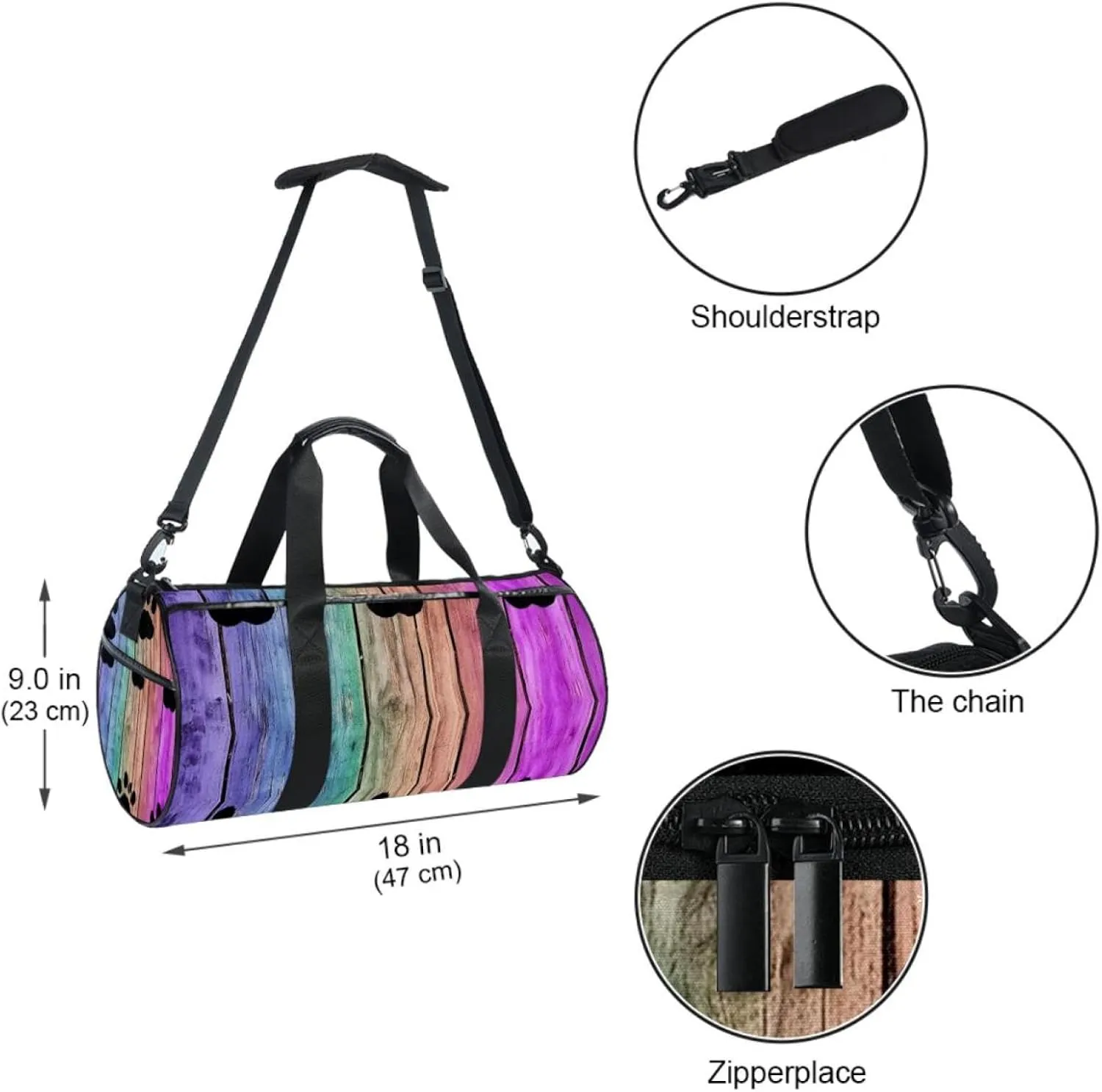Gym Bags for Men,Travel Duffel Bags for Women,Colorful Dog Footprint,Workout Bag