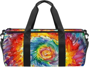 Gym Bags for Men,Travel Duffel Bags for Women,Colorful Tiedye Swirl Rainbow,Workout Bag