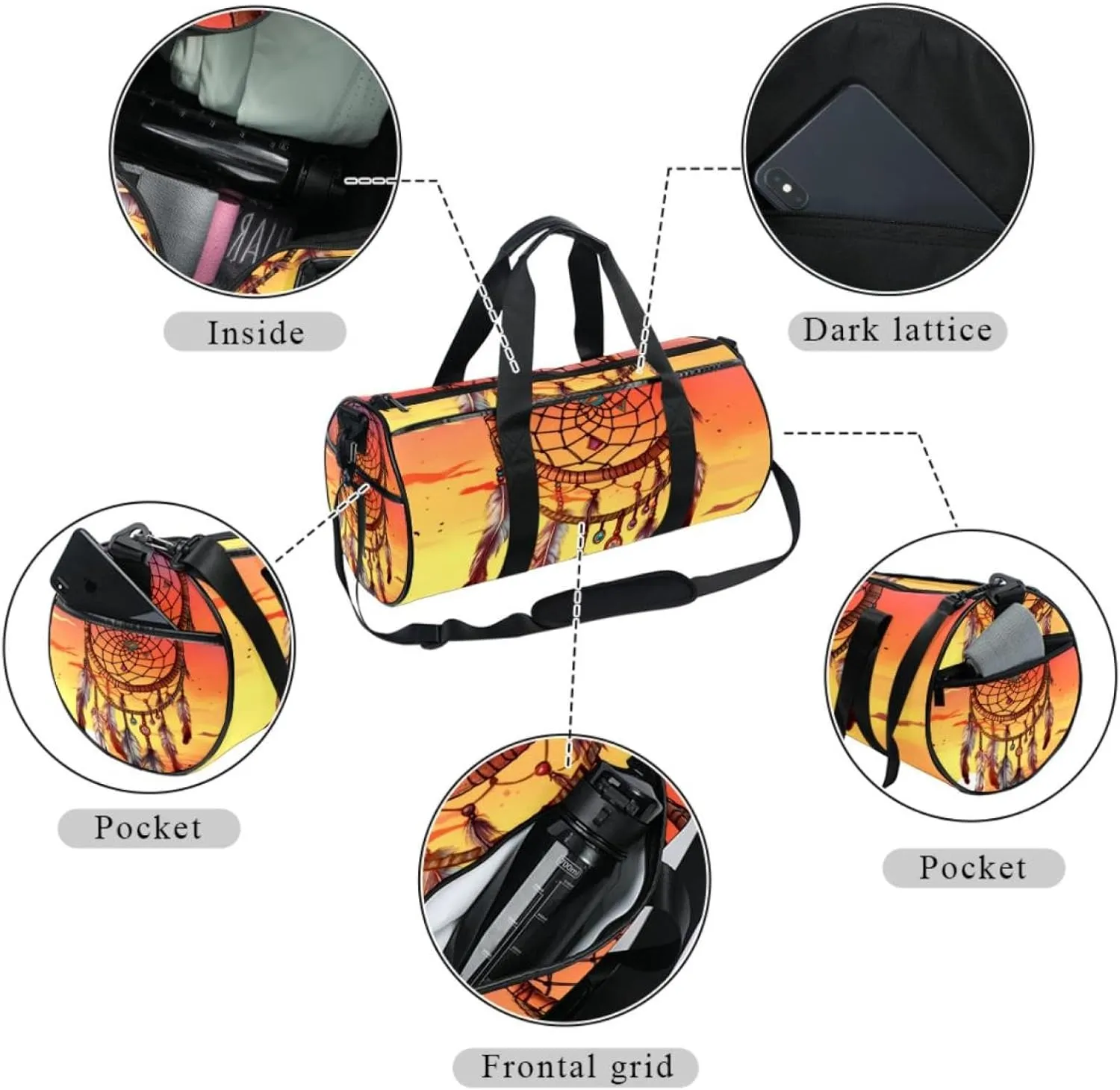 Gym Bags for Men,Travel Duffel Bags for Women,Follow Your Dream Dreamcatcher,Workout Bag