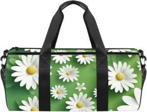 Gym Bags for Women,Duffle Bag for Travel,Daisy Green Background,Gym Bag for Men
