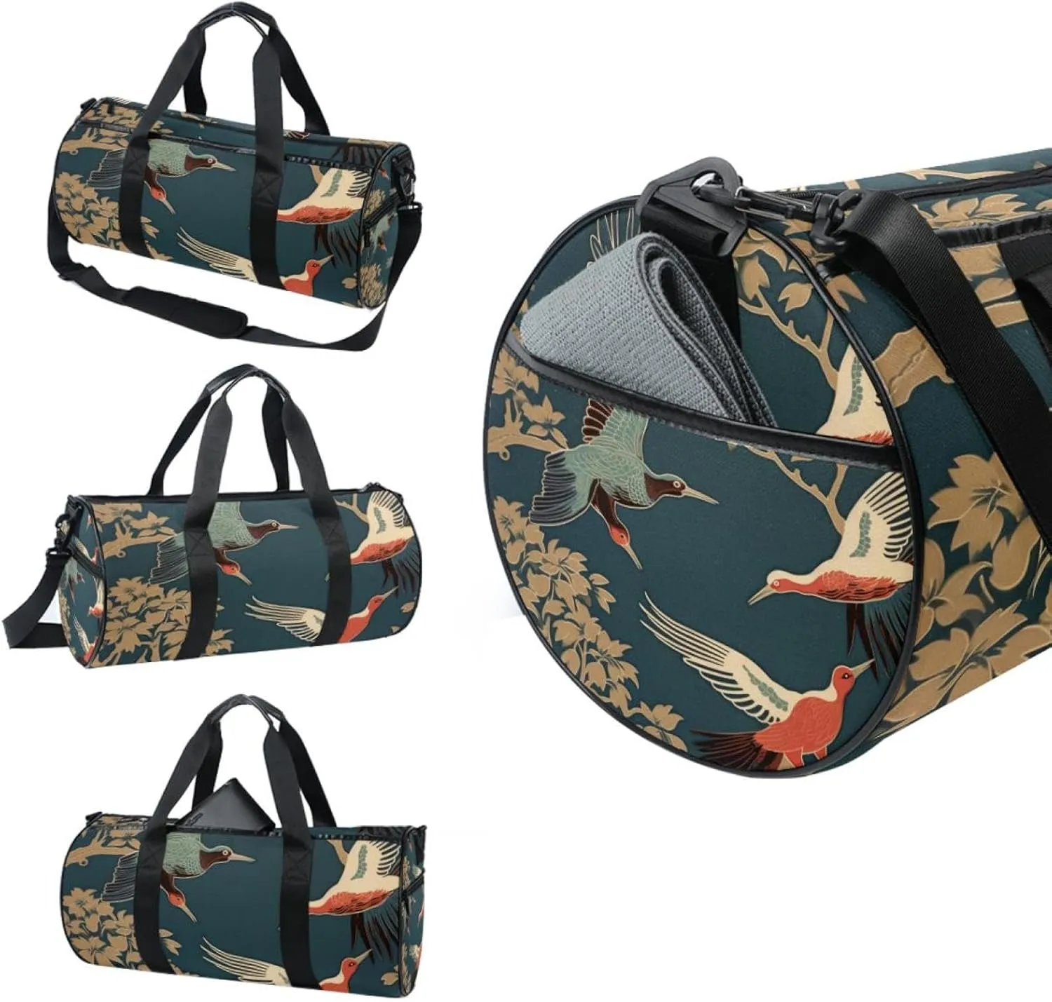 Gym Bags for Women,Duffle Bag for Travel,Wild Goose Tree Flying Ducks,Gym Bag for Men