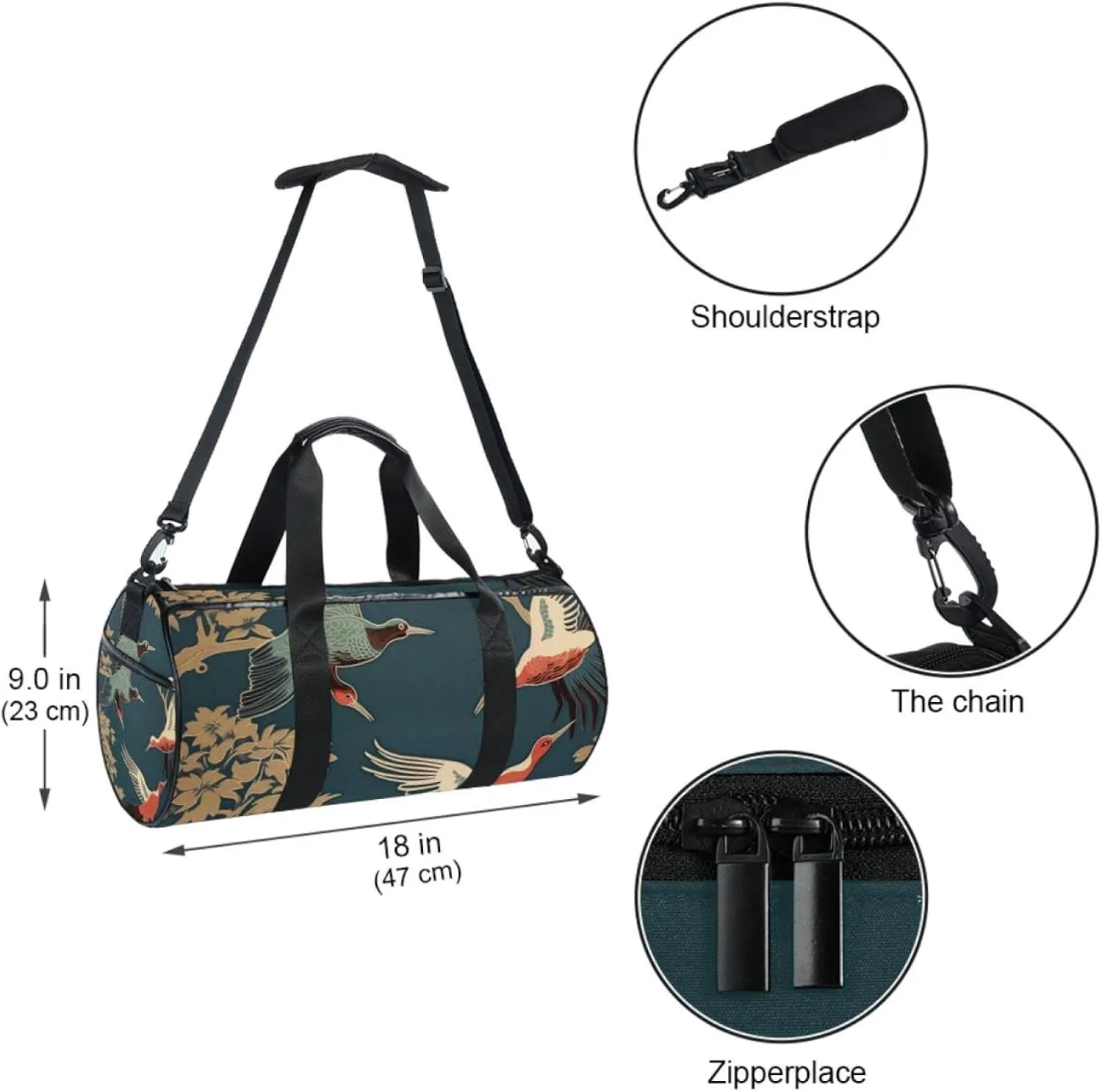 Gym Bags for Women,Duffle Bag for Travel,Wild Goose Tree Flying Ducks,Gym Bag for Men