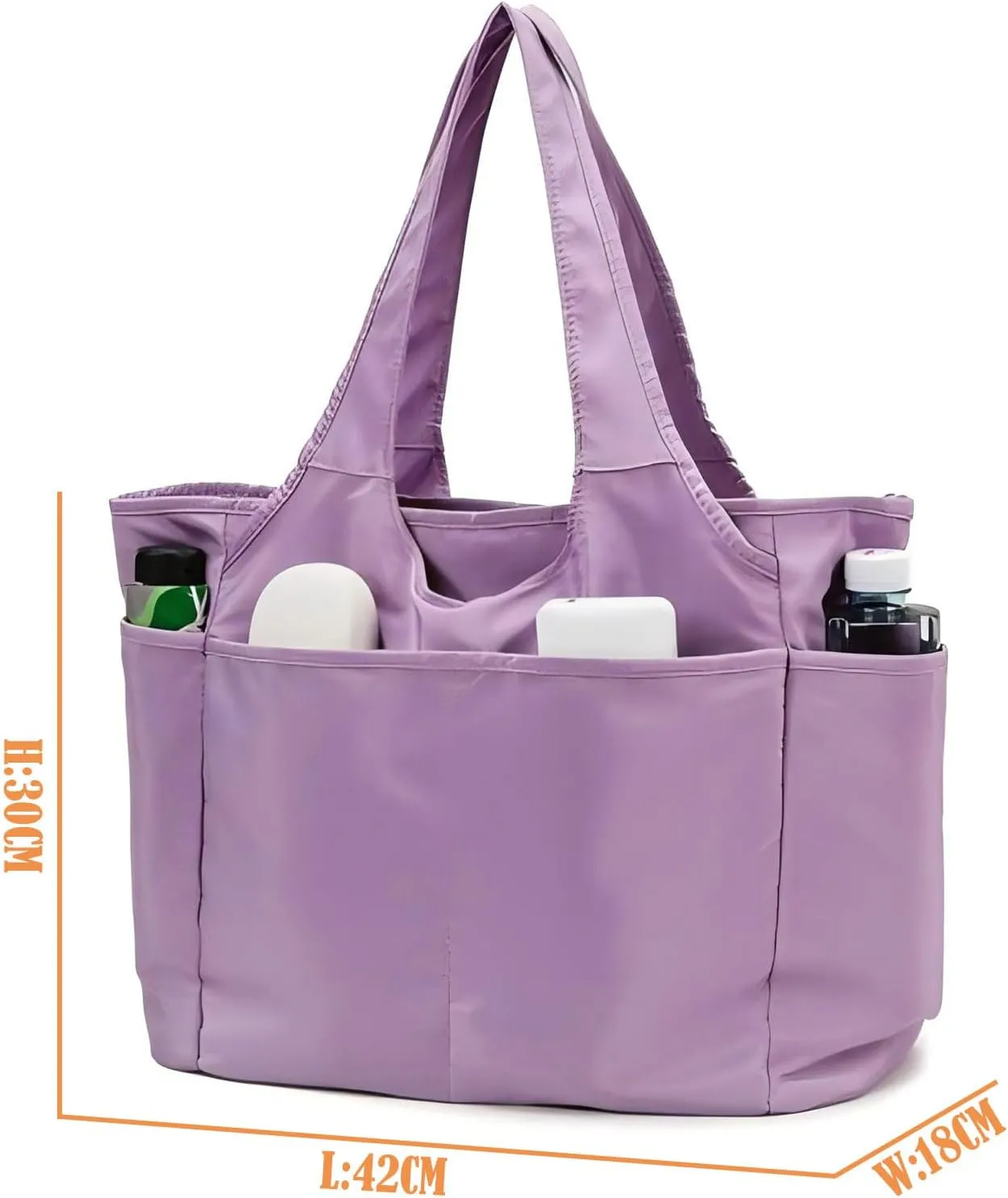 Gym Tote Bags for Women 35L, Travel Duffel Bag Compartments with Zipper, Shoulder Weekender Overnight Bag for 16in Laptop (Purple)