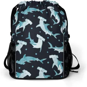 Hammerhead Sharks in Night Gym Bag Workout Gym Backpack with Shoe Compartment Sports Bags for Women Men