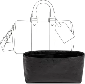 Handbag Organizer Insert for LV Keepall Bandoulière 25, Custom Fit Inside Premium Matte Black Lightweight Water Resistant Purse Insert Accessories