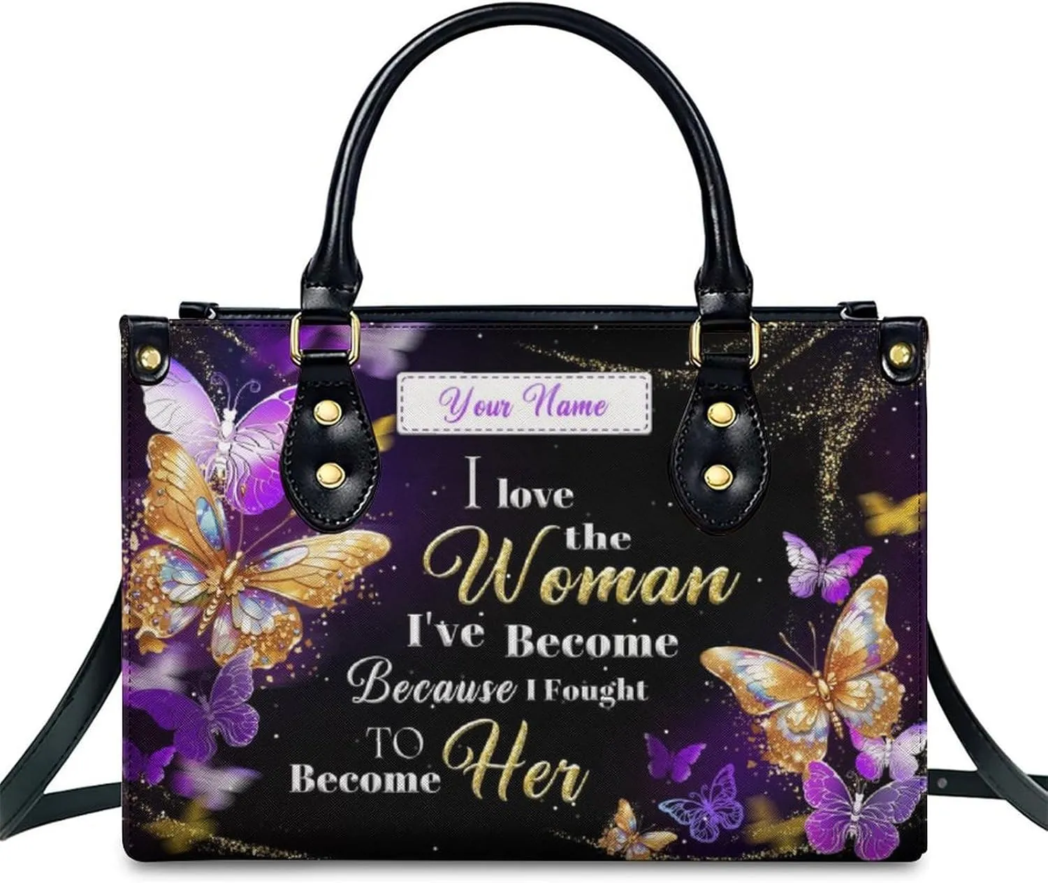 Handbags for Women - Personalized Leather Purse with Name Photo - Tote Bags for Mom Grandma - Custom Gifts Ideas for Her