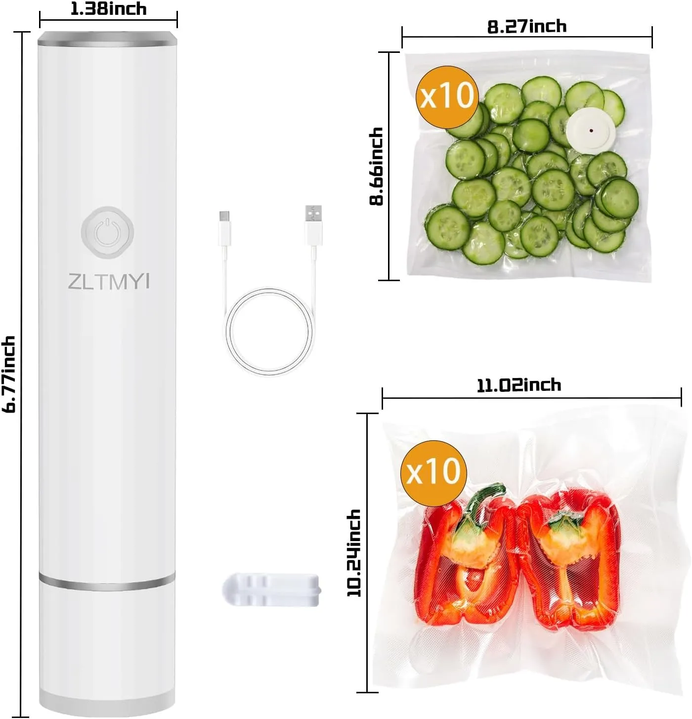 Handheld Vacuum Sealer for Food,Compact Vacuum Sealer Machine Portable Rechargeable and Wireless,Include 20 Reusable Vacuum Sealer Bags Ideal for Preservation Fresh,Sous-Vide,Meal Prep,Food Storage.