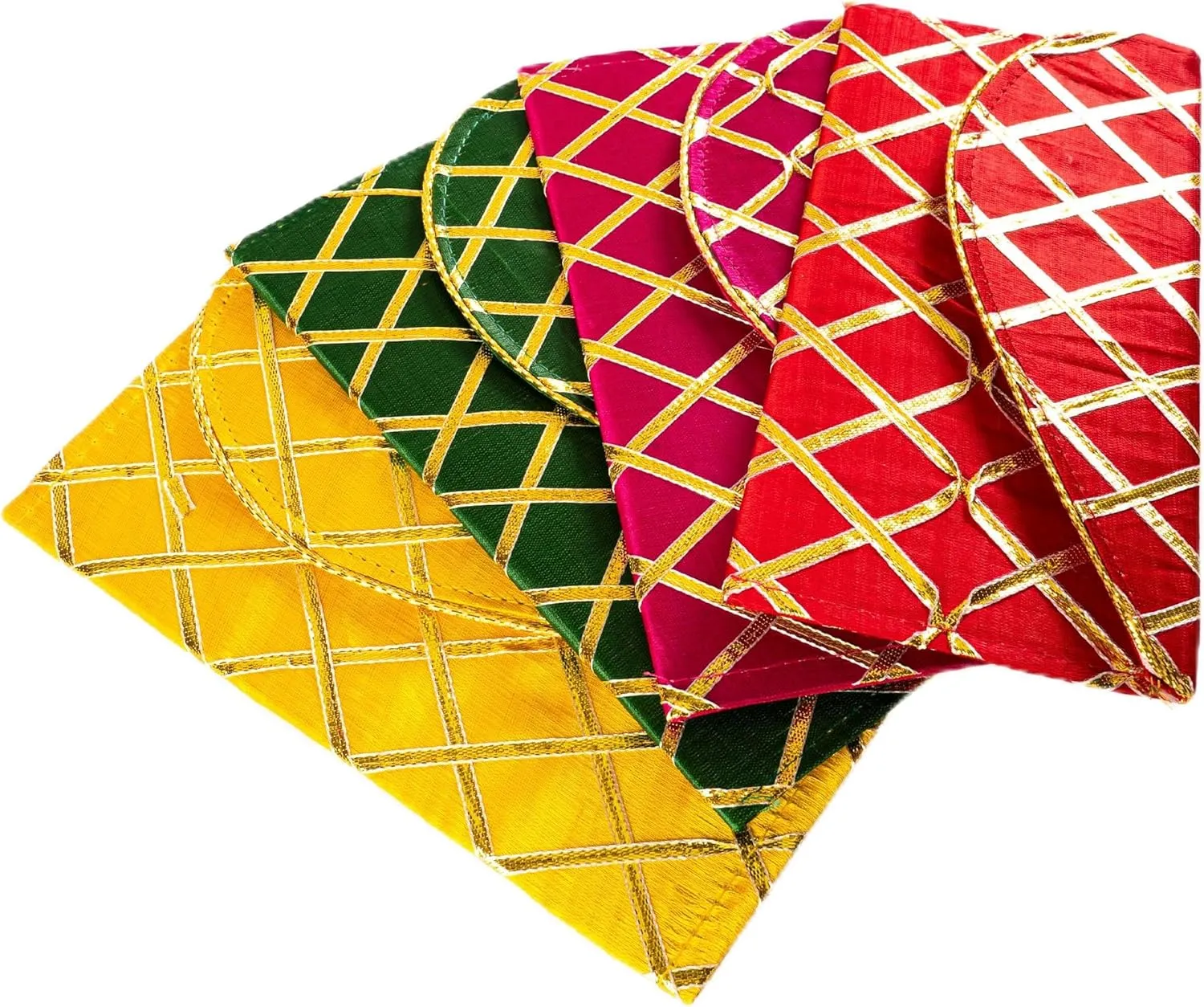 Handmade Purse WalletHand Stitched Traditional Ethnic Golden Work Special Occasion and Gifting (Yellow - 7.5"x5")