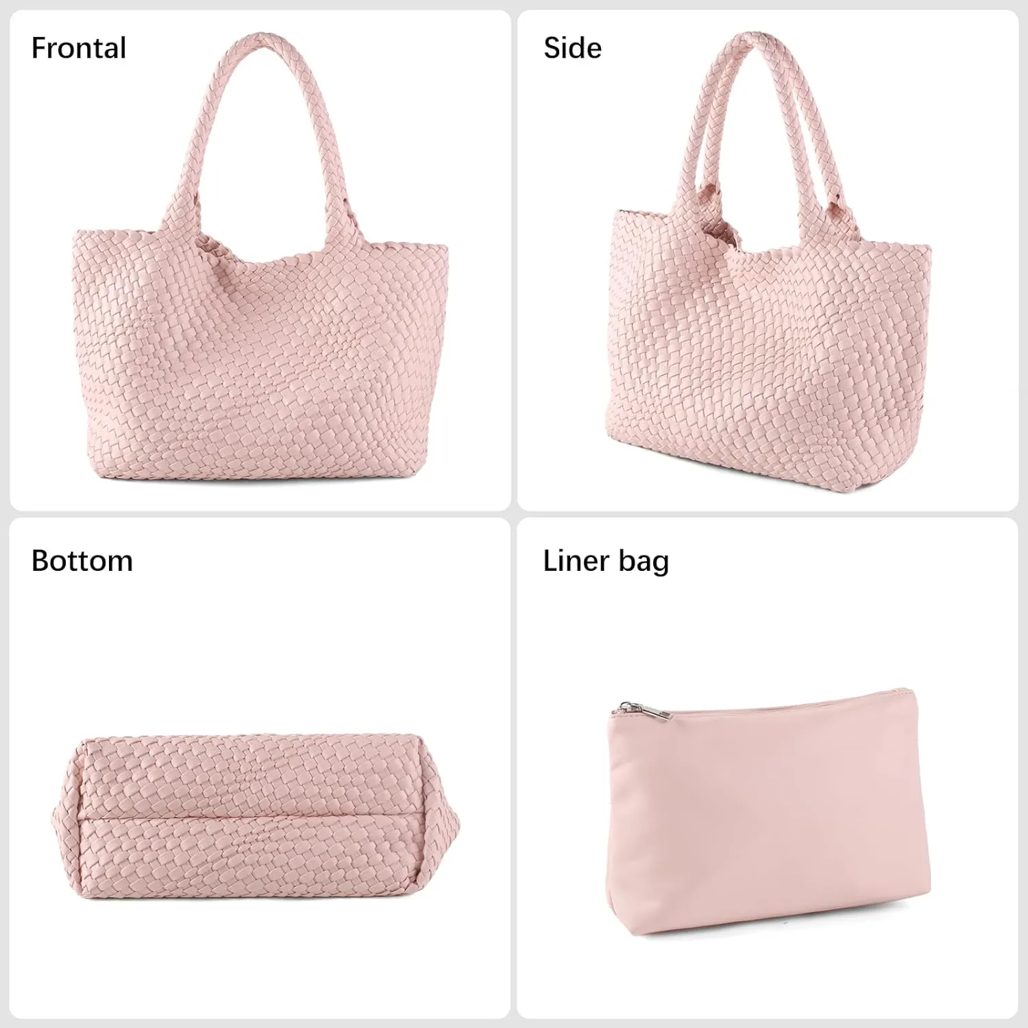 Handmade Woven Bag Satchel Handbag For Women Vegan Leather Tote Bag With Purses Travel Shoulder Bag Underarm Bag