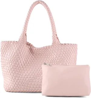 Handmade Woven Bag Satchel Handbag For Women Vegan Leather Tote Bag With Purses Travel Shoulder Bag Underarm Bag
