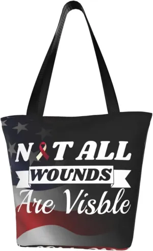 Head And Neck Cancer Awareness Not All Wounds Are Visible Fashion Shoulder Bag Large Capacity For Man Or Woman