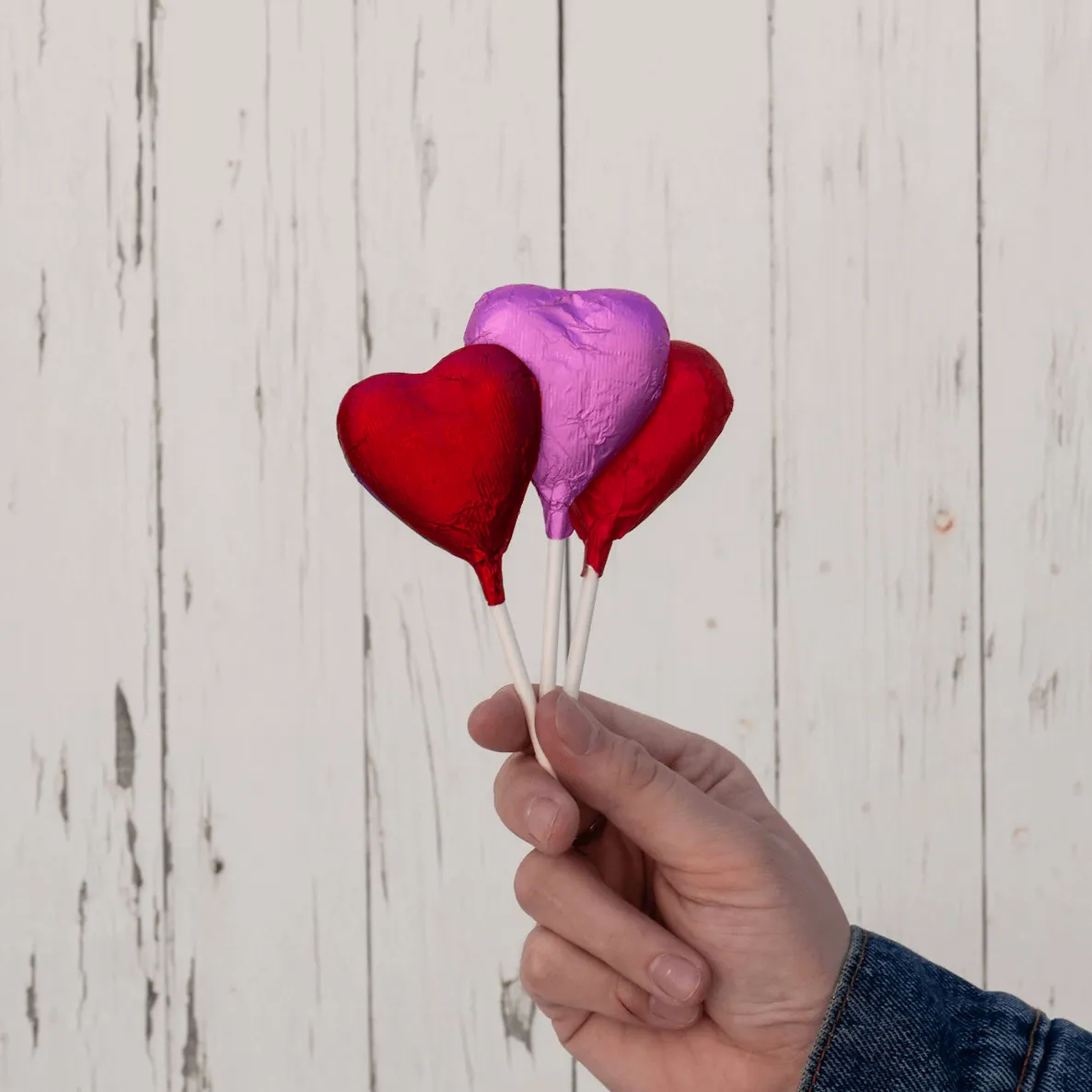 Heart Lollipops in Milk Chocolate, 6 pc