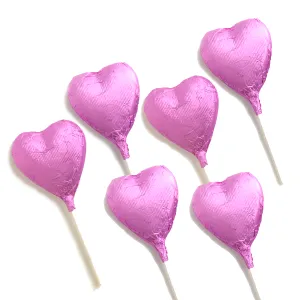 Heart Lollipops in Milk Chocolate, 6 pc