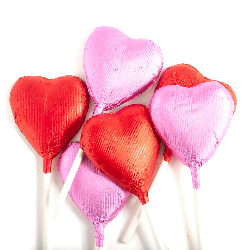 Heart Lollipops in Milk Chocolate, 6 pc