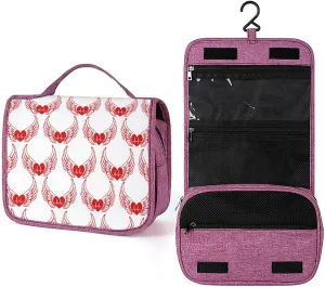Heartbeat Wings Makeup Bag Travel Toiletry Bag Waterproof Cosmetic Bag with Portable Hook Handbag, style, 20240328