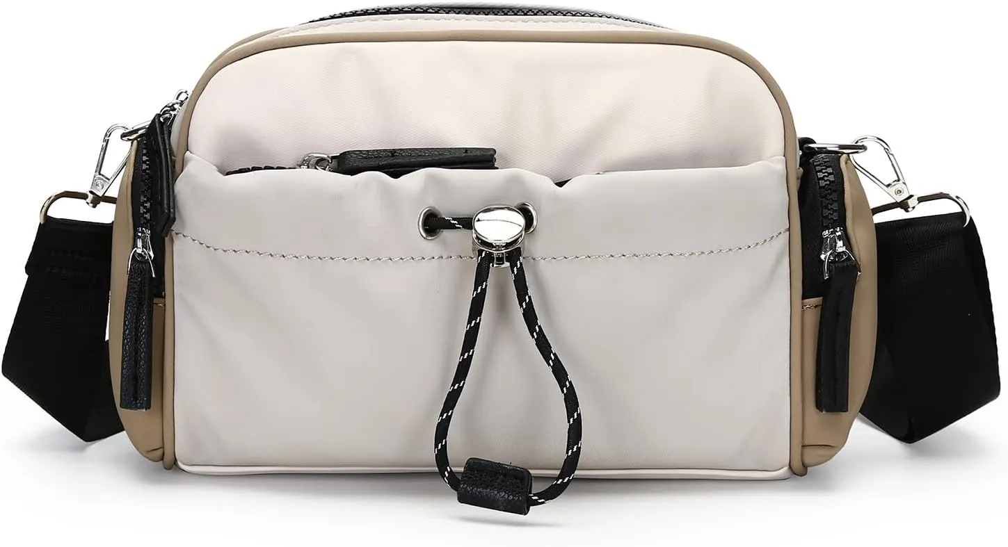 Herald Lightweight Nylon Crossbody Bag for Women, Small Camera Square Shoulder Purse Handbag with Multi-Pockets