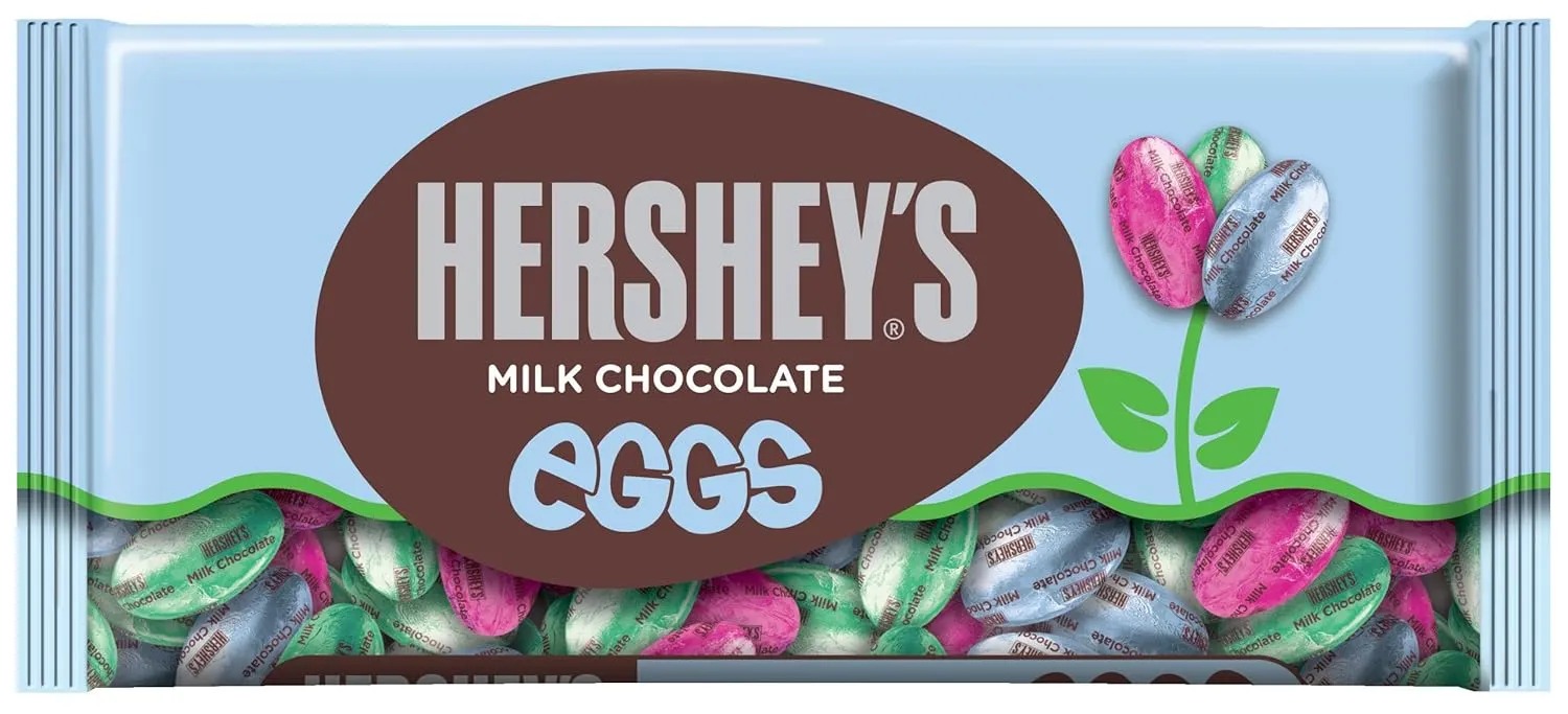 HERSHEY'S EGGS Chocolates, Creamy Solid Milk Chocolate Candy Individually Wrapped in Packaging, 10 Ounce Bag (Pack of 4)
