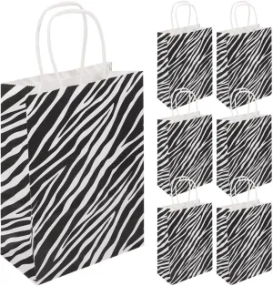 Homoyoyo 10Pcs Zebra Print Paper Present Bags Stylish Handheld Tote Bags for Party Favors and Special Occasions for Snacks Zebra Pattern