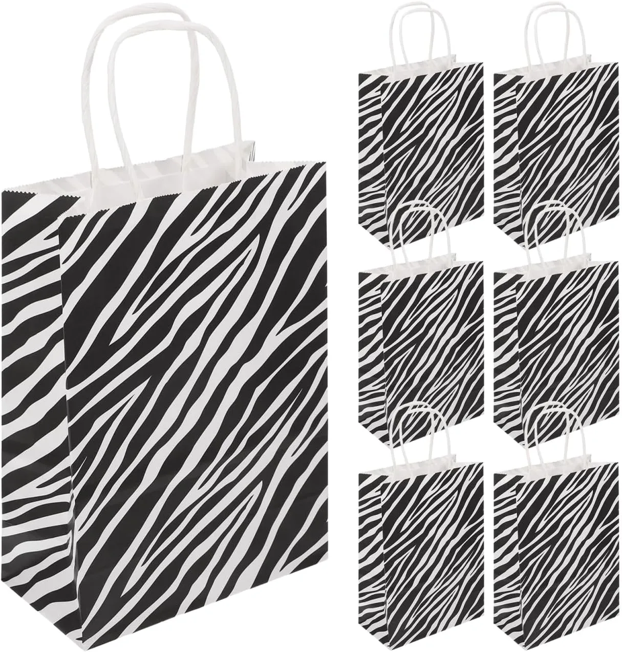 Homoyoyo 10Pcs Zebra Print Paper Present Bags Stylish Handheld Tote Bags for Party Favors and Special Occasions for Snacks Zebra Pattern