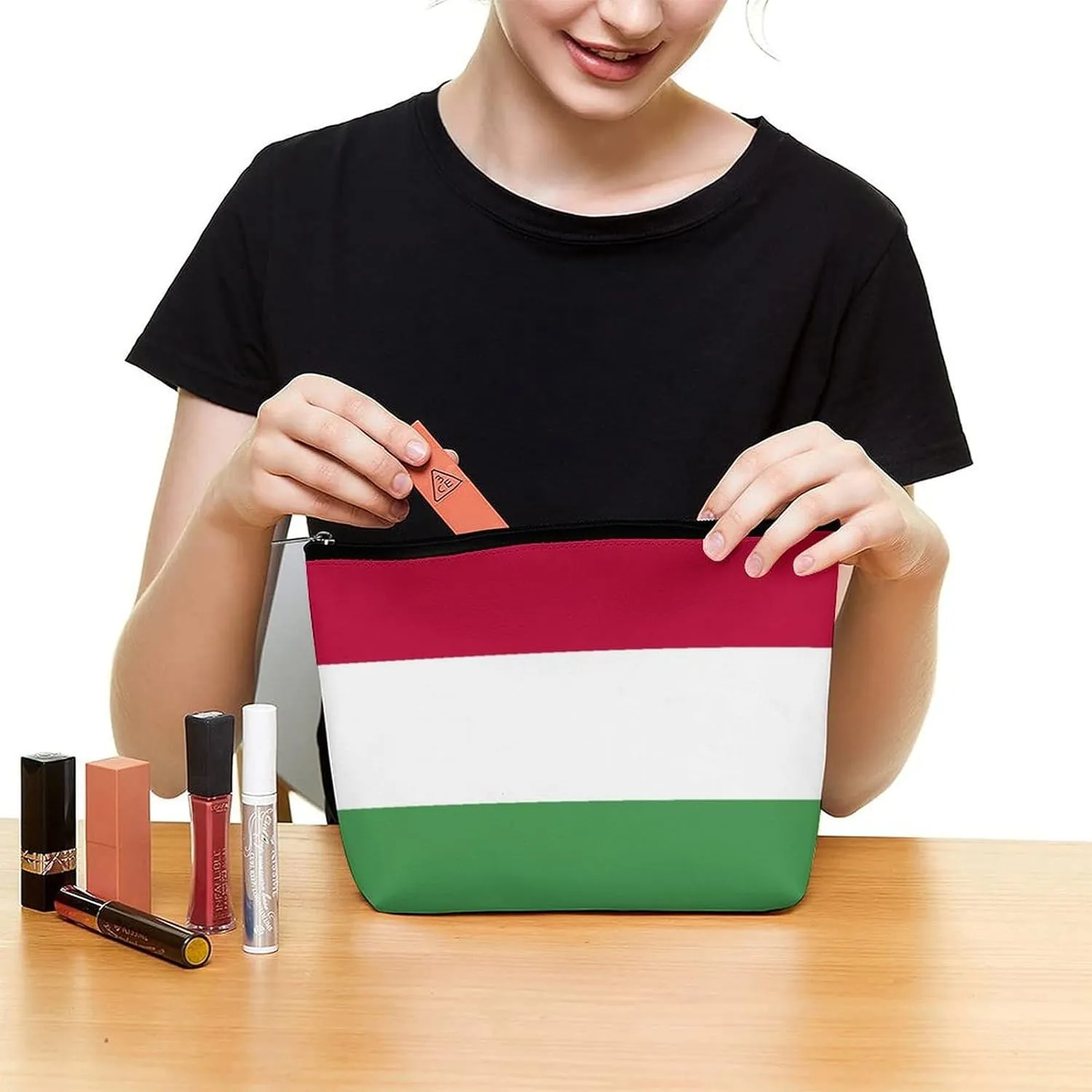 Hungary Flag Portable Makeup Organizer for Travel Cosmetic Bag for Purse