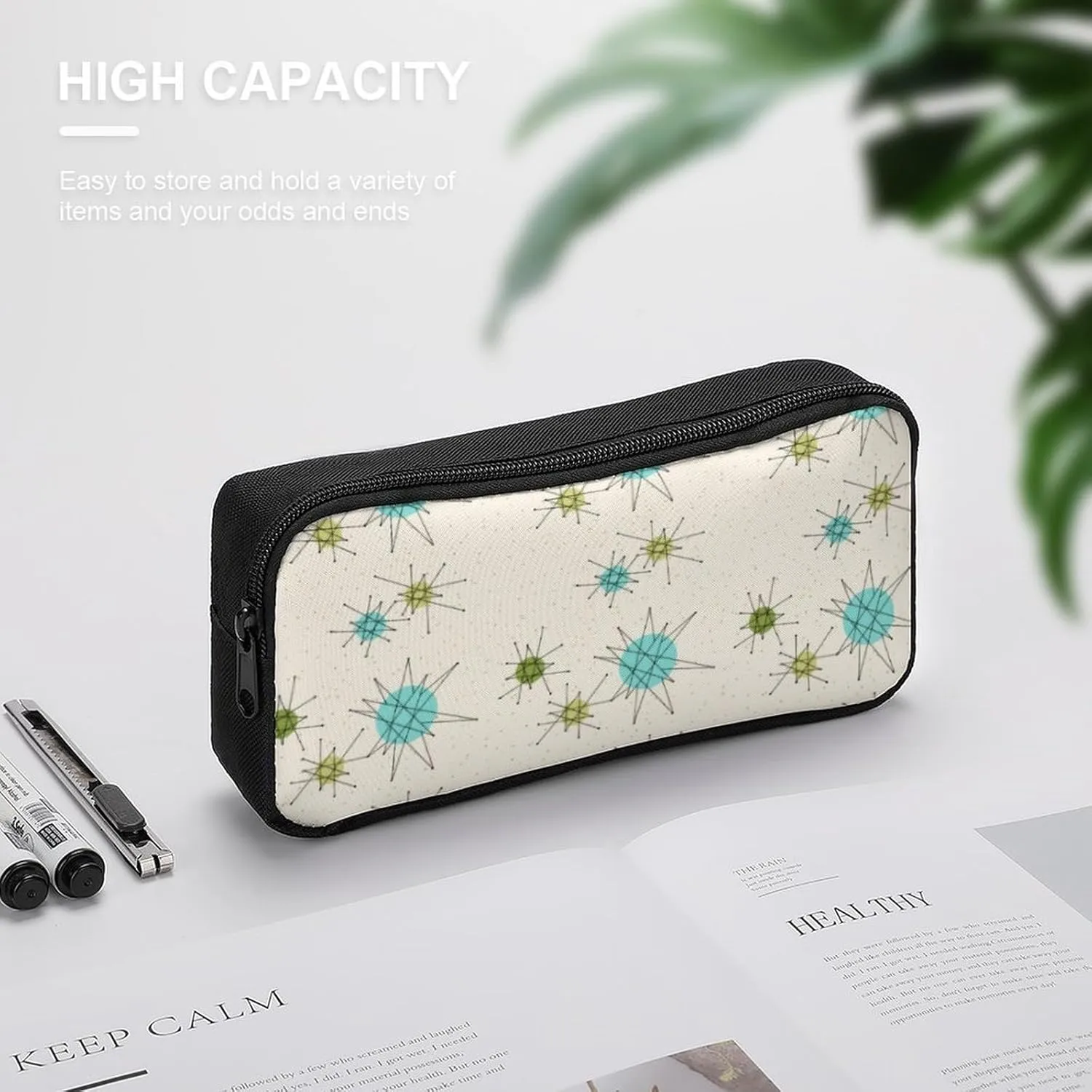 Iconic Atomic Starbursts Portable And Cute Large Capacity Stationery Bag