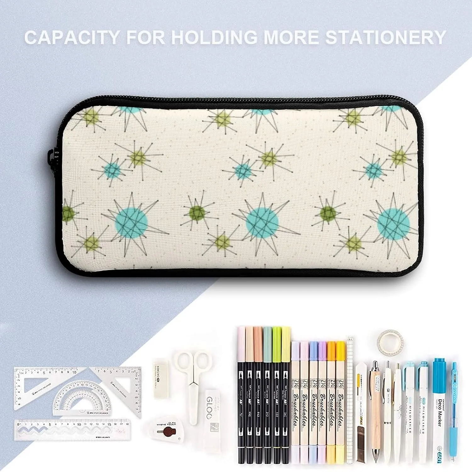 Iconic Atomic Starbursts Portable And Cute Large Capacity Stationery Bag