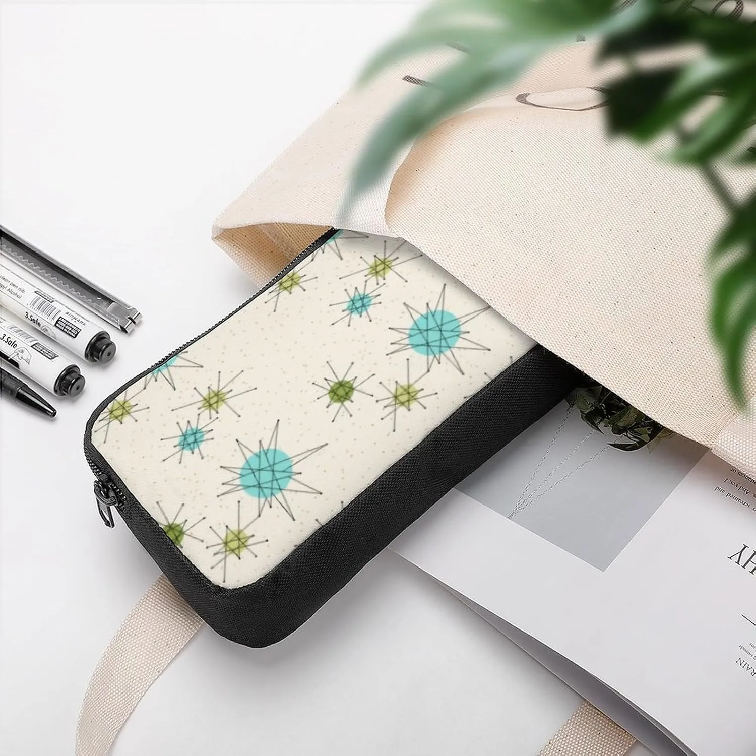 Iconic Atomic Starbursts Portable And Cute Large Capacity Stationery Bag