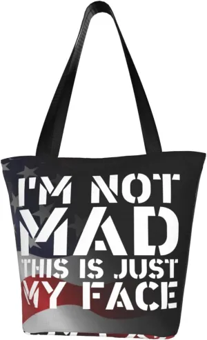 I'M Not Mad This Is Just My Face Fashion Shoulder Bag Large Capacity For Man Or Woman