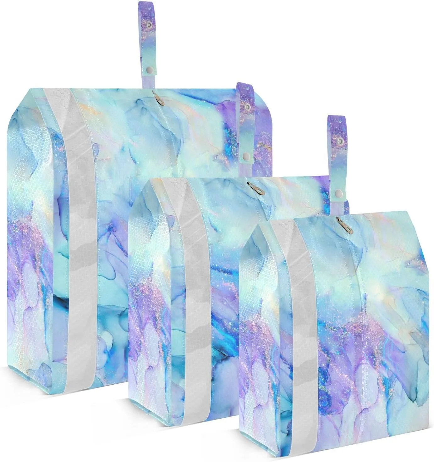 Ink Streaks 3 Set Travel Packing Cubes For Suitcases, Foldable, Garment Bag Closet Storage, Luggage Space Saver, Luggages Management Personnel