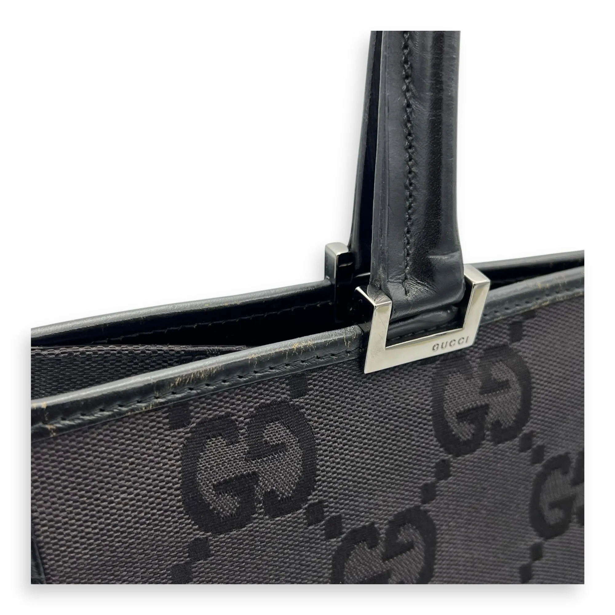 Jackie 1961 Tote Bag Black in Canvas, Silver hardware