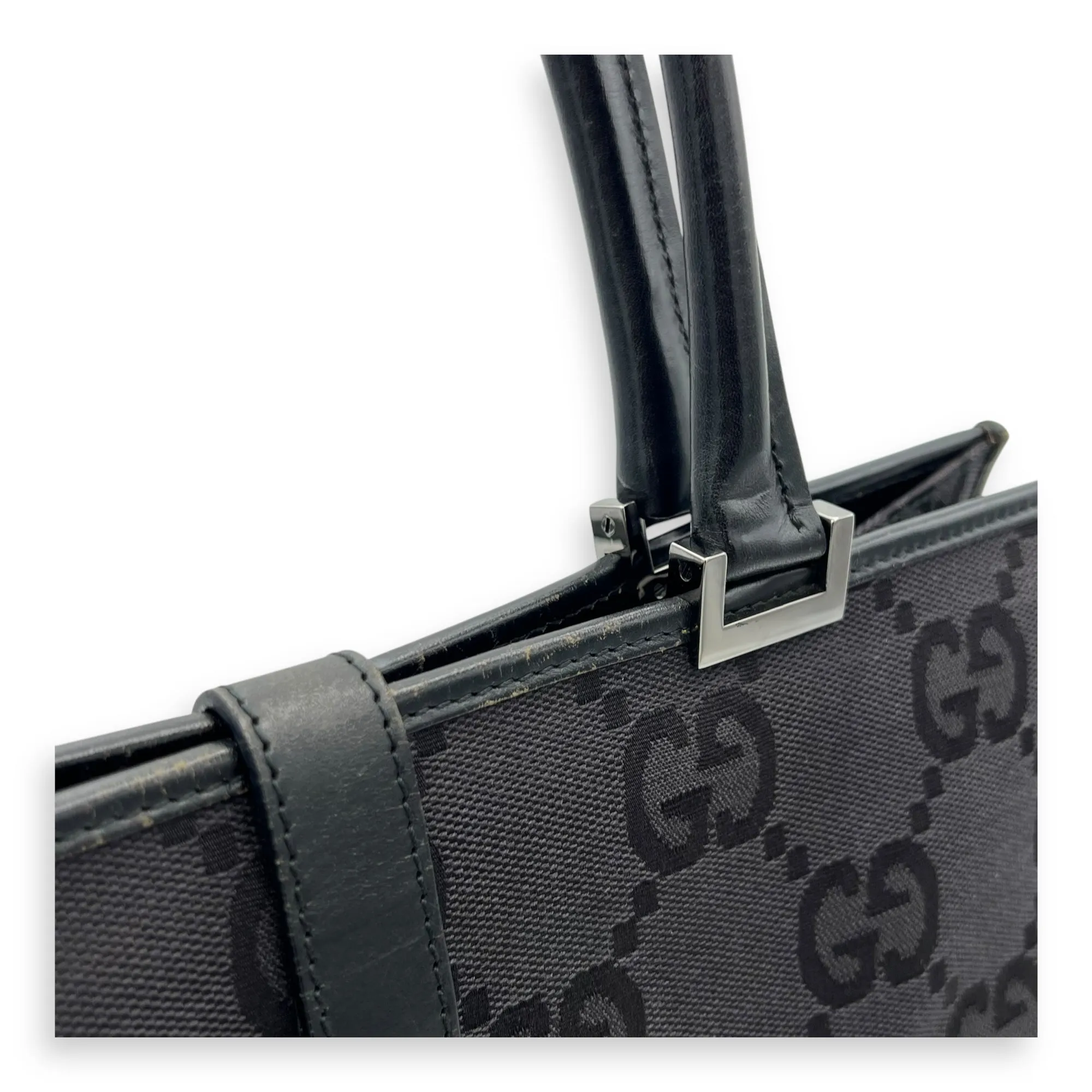 Jackie 1961 Tote Bag Black in Canvas, Silver hardware