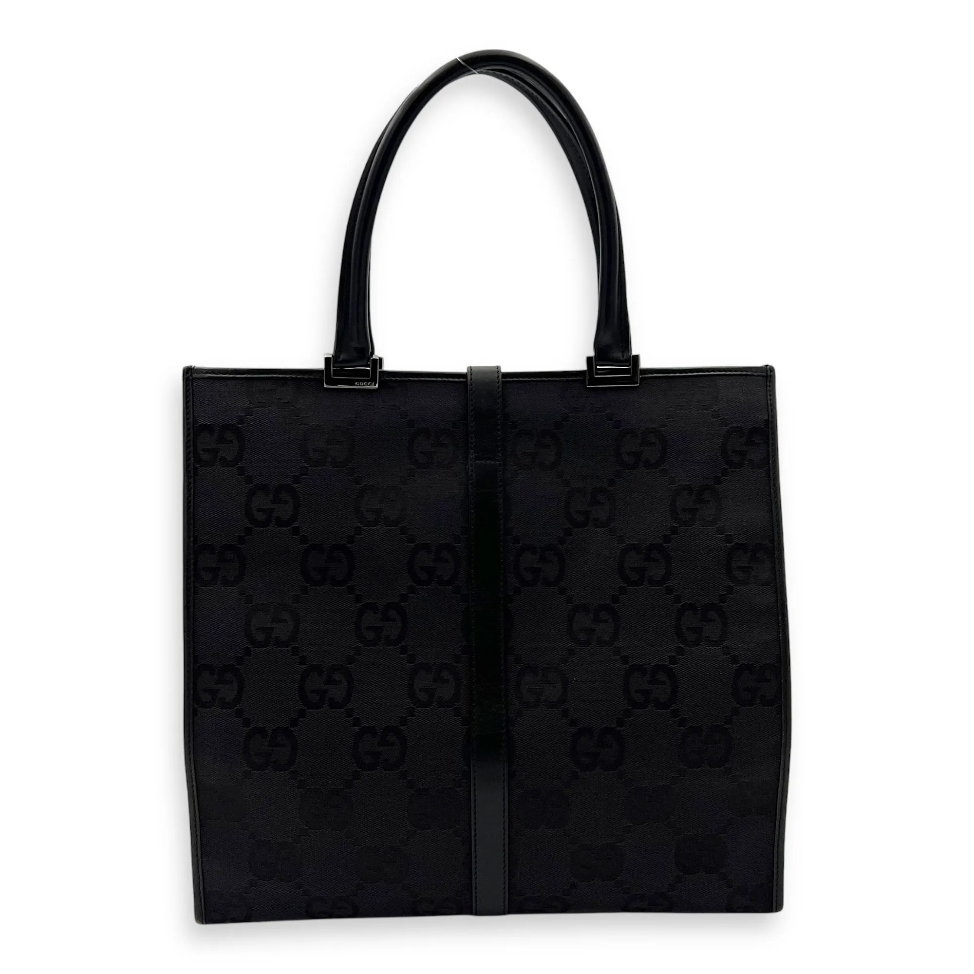Jackie 1961 Tote Bag Black in Canvas, Silver hardware