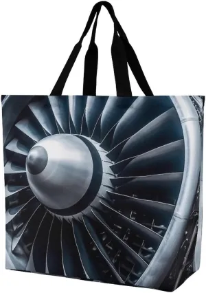 Jet Engine Handbags Lightweight Travel Shoulder Bag Portable Cute Shopping Beach Market Bag for Men Women Hiking Yoga Gym Swimming Travel Holiday Gift