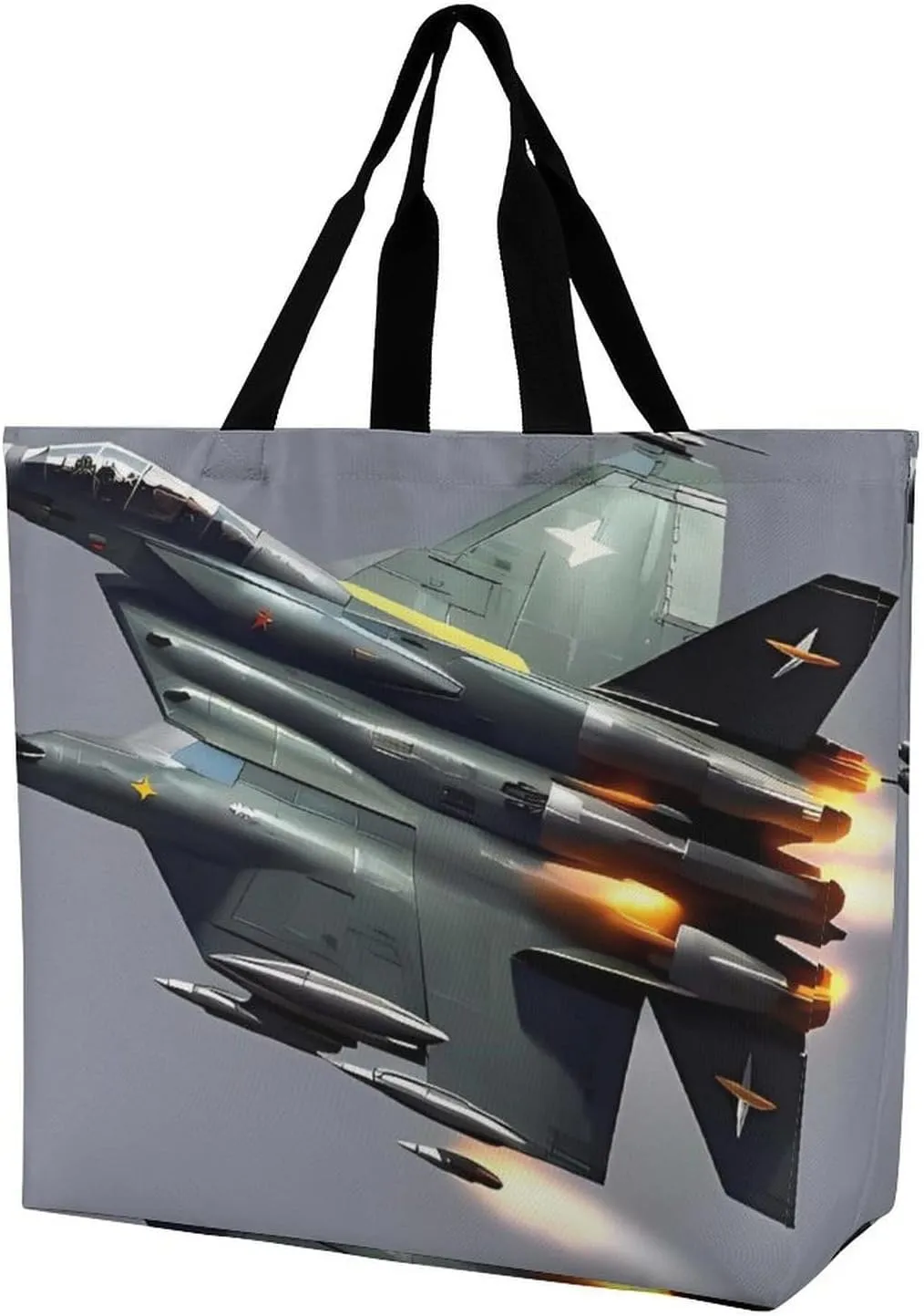 Jet Fighter Handbags Lightweight Travel Shoulder Bag Portable Cute Shopping Beach Market Bag for Men Women Hiking Yoga Gym Swimming Travel Holiday Gift
