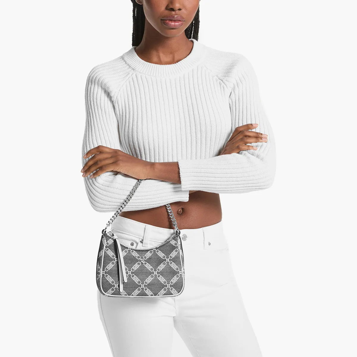 Jet Set Charm Small Empire Logo Jacquard Pochette