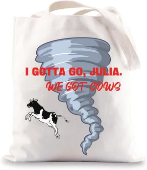 JNIAP Horror Movie Tote Bag Dr. Melissa Reeves Gifts I Gotta Go Julia We Got Cows Horror Movie Shoulder Bag
