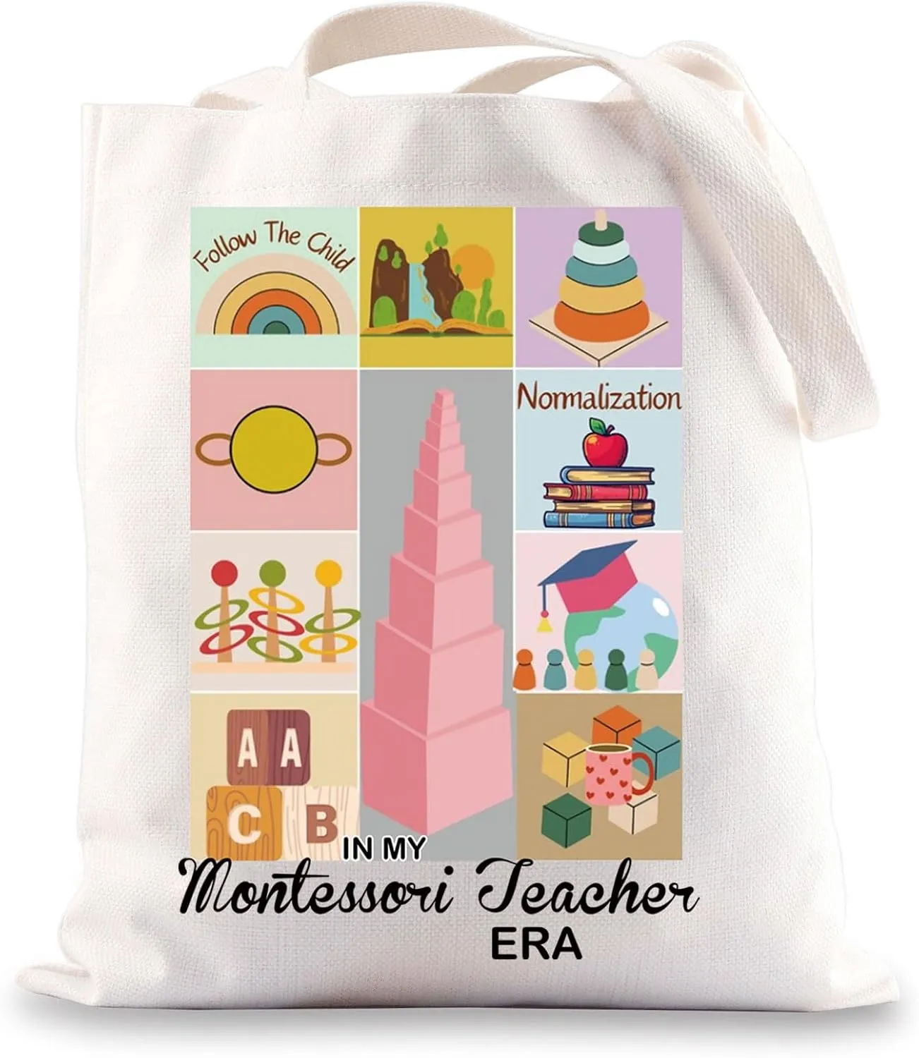 JNIAP Montessori Teacher Tote Bag Montessori Teacher Gift Montessori Education Gifts In My Montessori Teacher Era Gifts