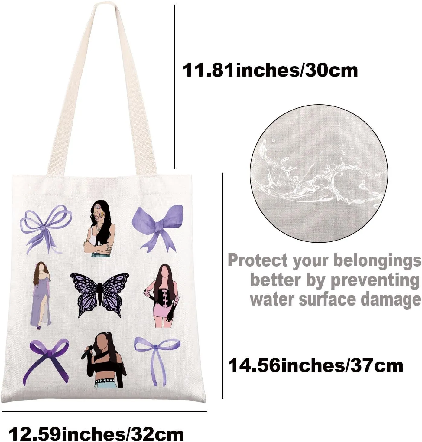 JNIAP Singer Inspired Tote Bag Album Fans Gifts - Coquette Purple Bow Shoulder Bag Merchandise