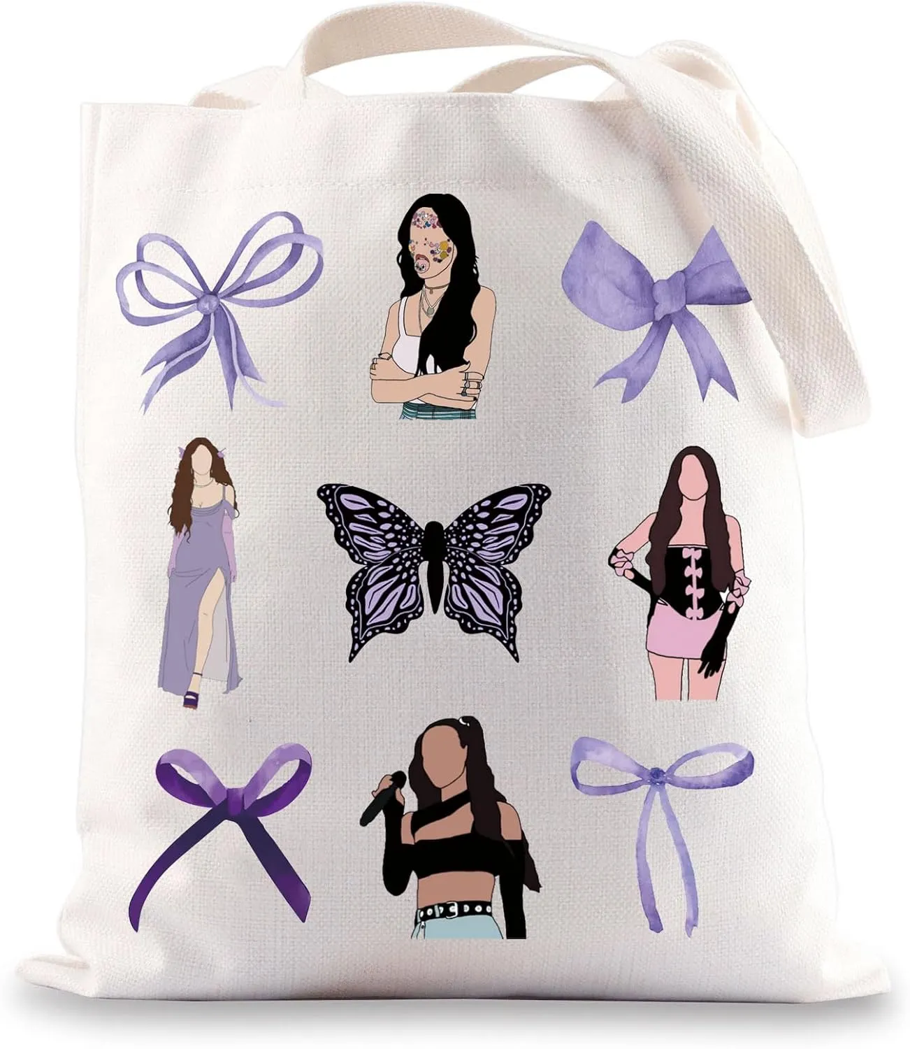 JNIAP Singer Inspired Tote Bag Album Fans Gifts - Coquette Purple Bow Shoulder Bag Merchandise