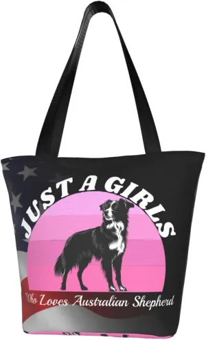 Just A Girls Who Loves Australian Shepherd Fashion Shoulder Bag Large Capacity For Man Or Woman