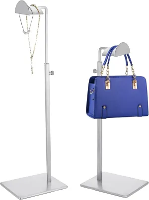 JUXYES Pack of 2 Handbags Display Stand Rack, Height Adjustable Handbags Display Stand Single Side Retail Countertop Bags Display Stand For Handbags Tote Bag Shoulder Bag Handle Satchel Purse