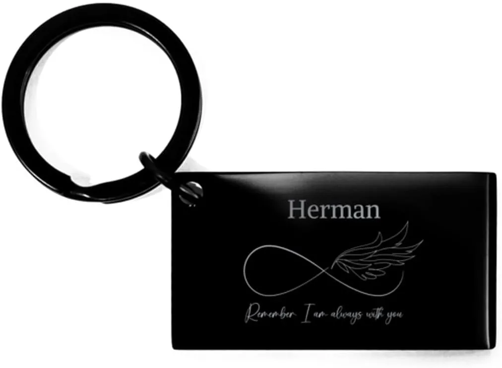 Keepsake Herman Long Distance Gifts, Herman Remember I am always with you. Cancer Survivor Recovery for Herman Keychain Celebrate Sobriety Birthday Gifts, Small, Black