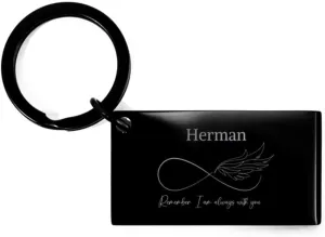 Keepsake Herman Long Distance Gifts, Herman Remember I am always with you. Cancer Survivor Recovery for Herman Keychain Celebrate Sobriety Birthday Gifts, Small, Black