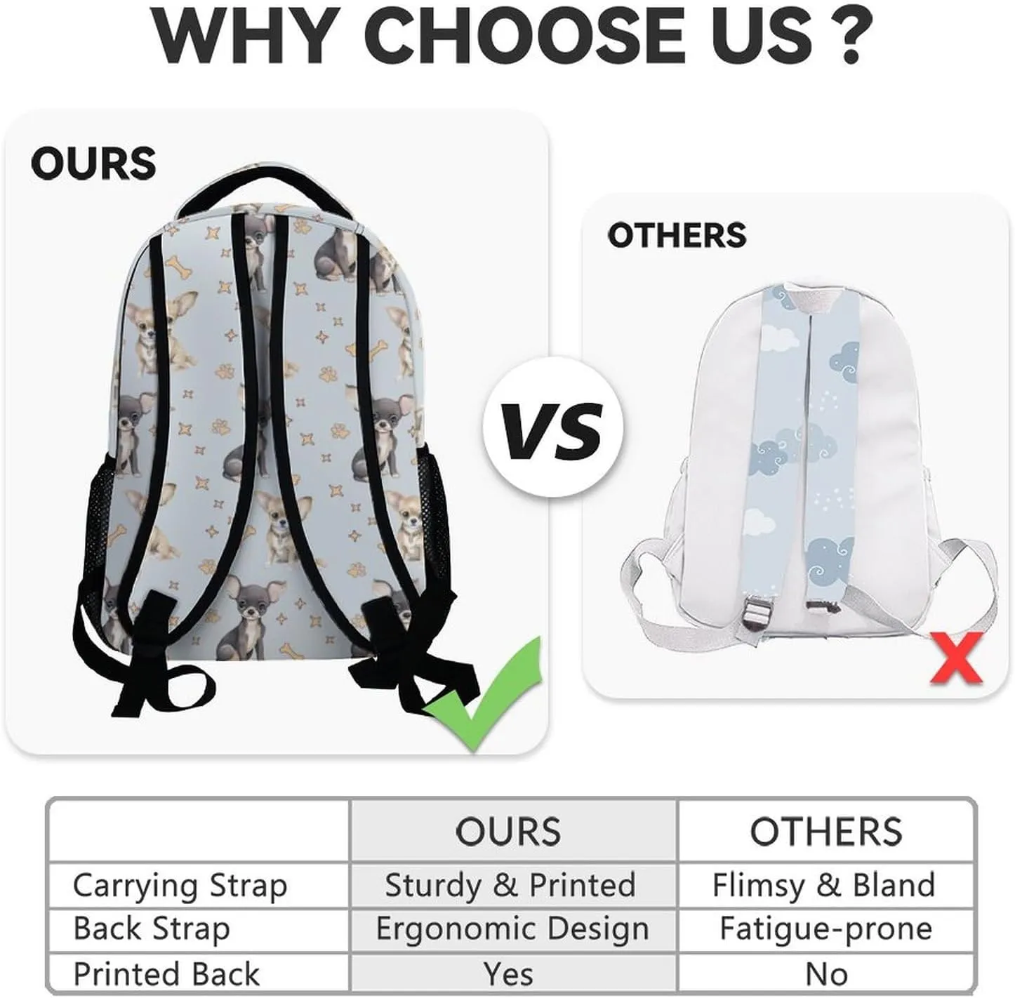 Kids Backpack for School, 17 Inch Colorful Chihuahua Backpacks for Girls, Cute Durable Bookbag for Travel